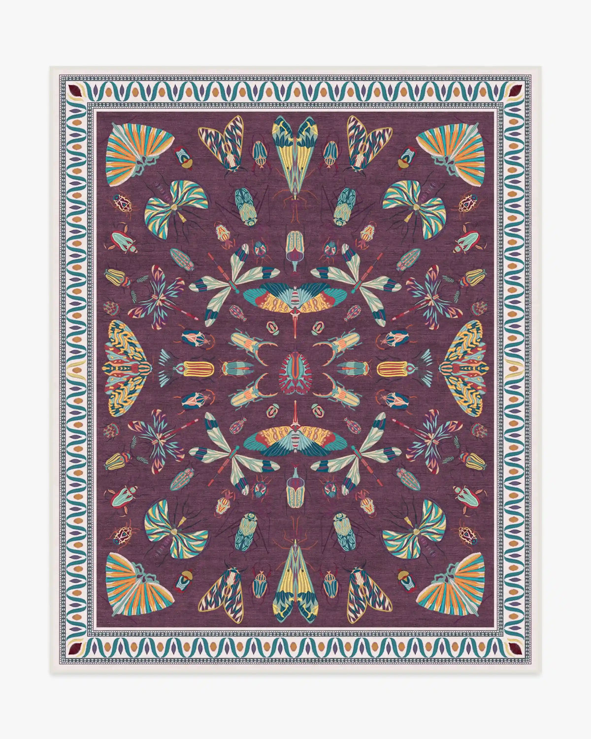 Flutterby Burgundy Rug by Iris Apfel
