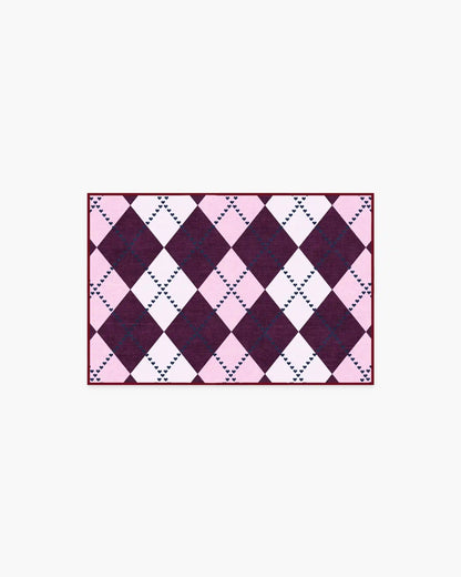 143 Argyle Burgundy & Pink Rug by Humberto Leon