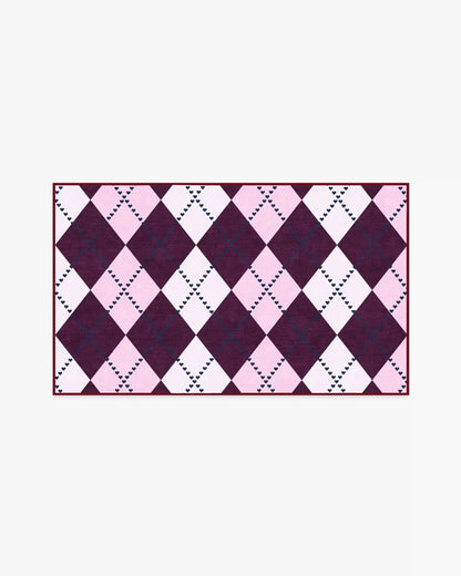 143 Argyle Burgundy & Pink Rug by Humberto Leon