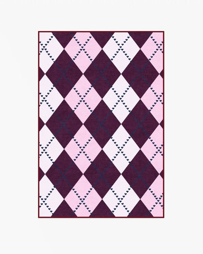 143 Argyle Burgundy & Pink Rug by Humberto Leon