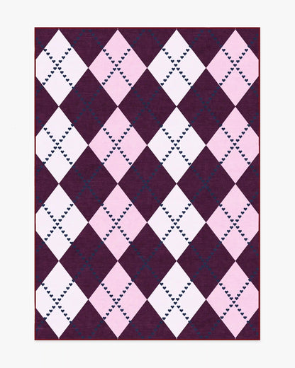 143 Argyle Burgundy & Pink Rug by Humberto Leon