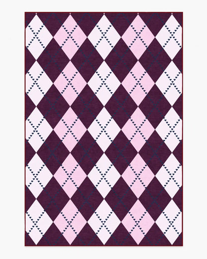 143 Argyle Burgundy & Pink Rug by Humberto Leon