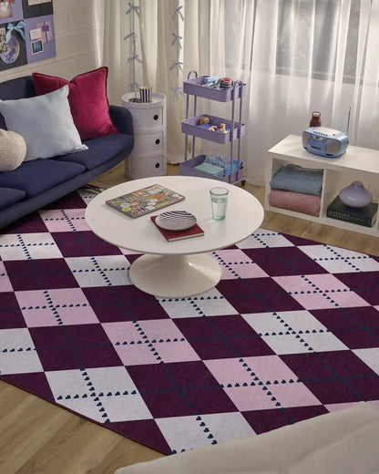 143 Argyle Burgundy & Pink Rug by Humberto Leon