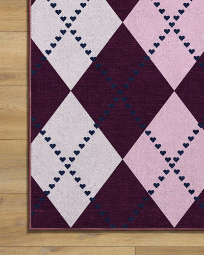 143 Argyle Burgundy & Pink Rug by Humberto Leon