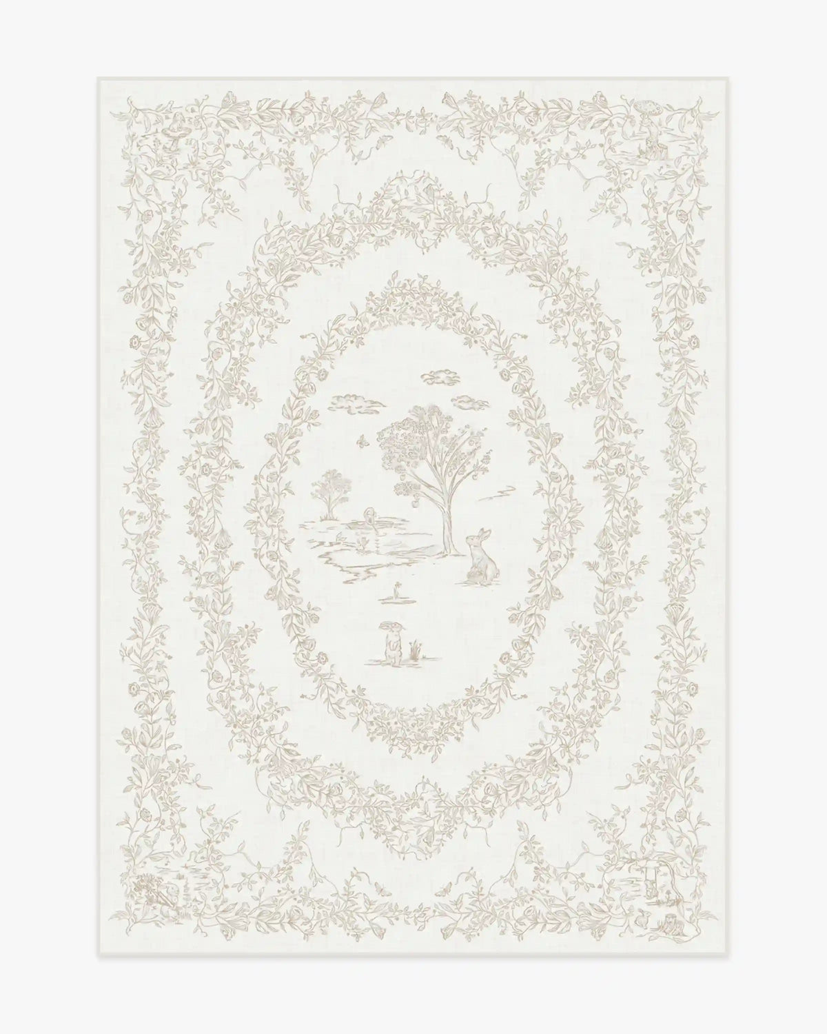 Bashful Bunny Toile Ivory Rug