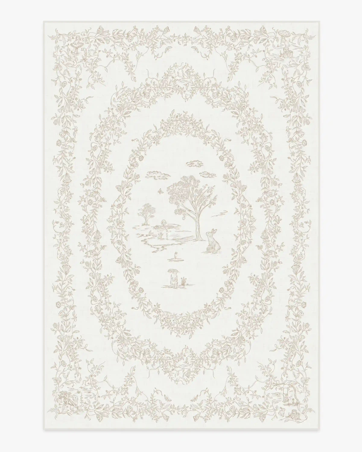 Bashful Bunny Toile Ivory Rug
