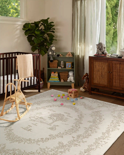 Bashful Bunny Toile Ivory Rug