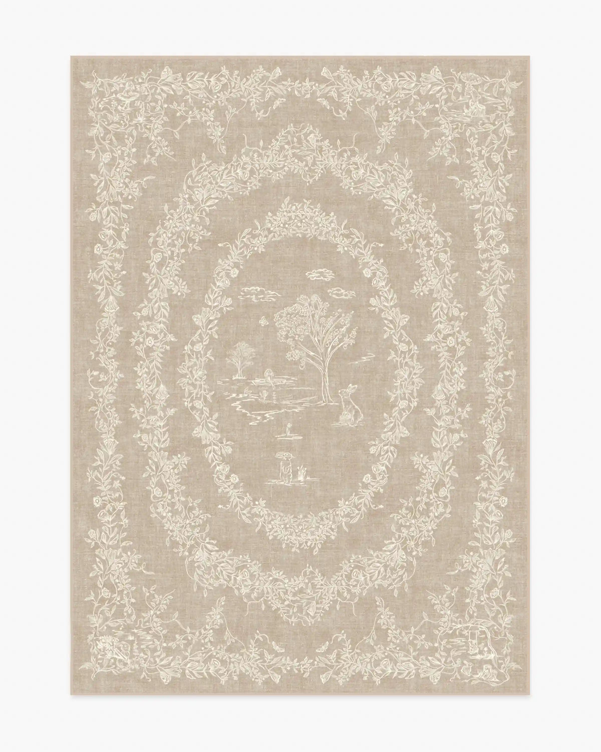 Bashful Bunny Toile Natural Rug