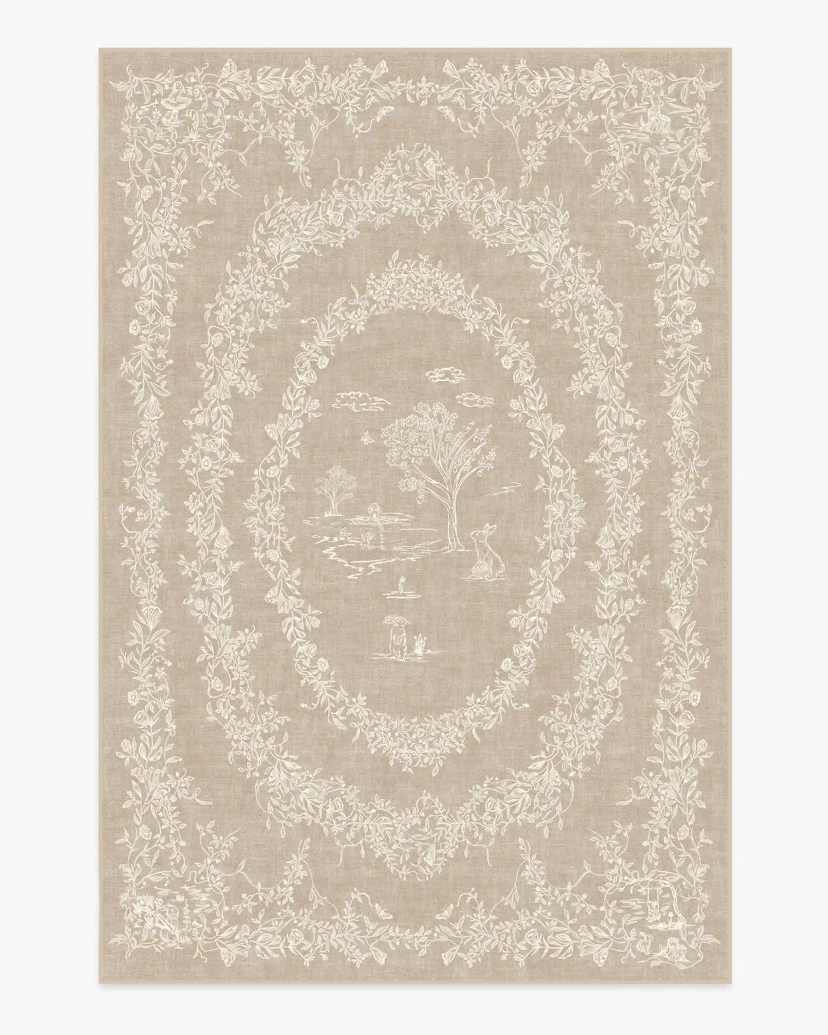 Bashful Bunny Toile Natural Rug