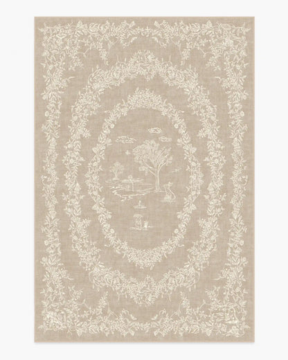 Bashful Bunny Toile Natural Rug