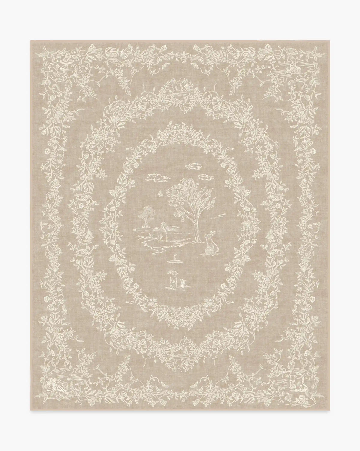 Bashful Bunny Toile Natural Rug