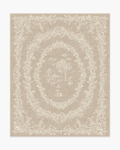 Bashful Bunny Toile Natural Rug