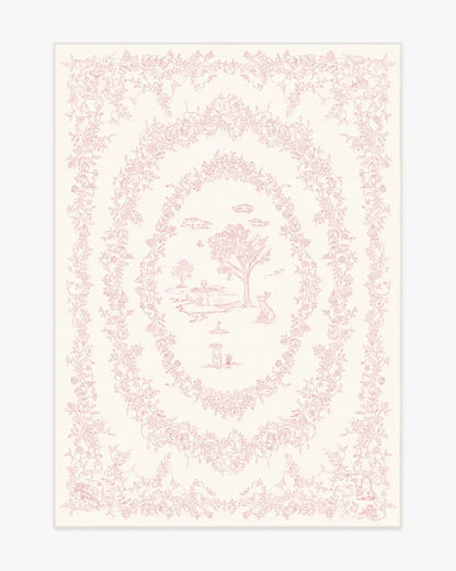 Bashful Bunny Toile Pink Rug