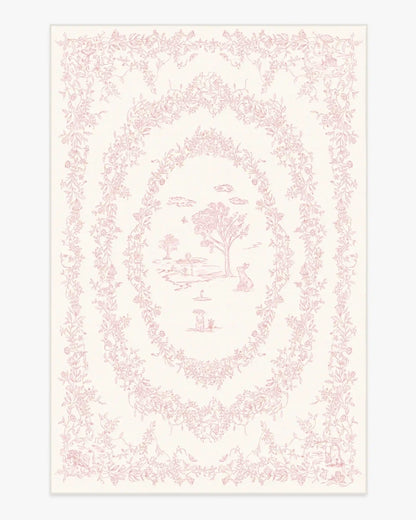Bashful Bunny Toile Pink Rug