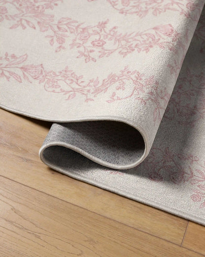 Bashful Bunny Toile Pink Rug