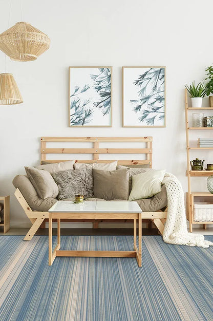 Coastal Linear Stripe Slate Rug