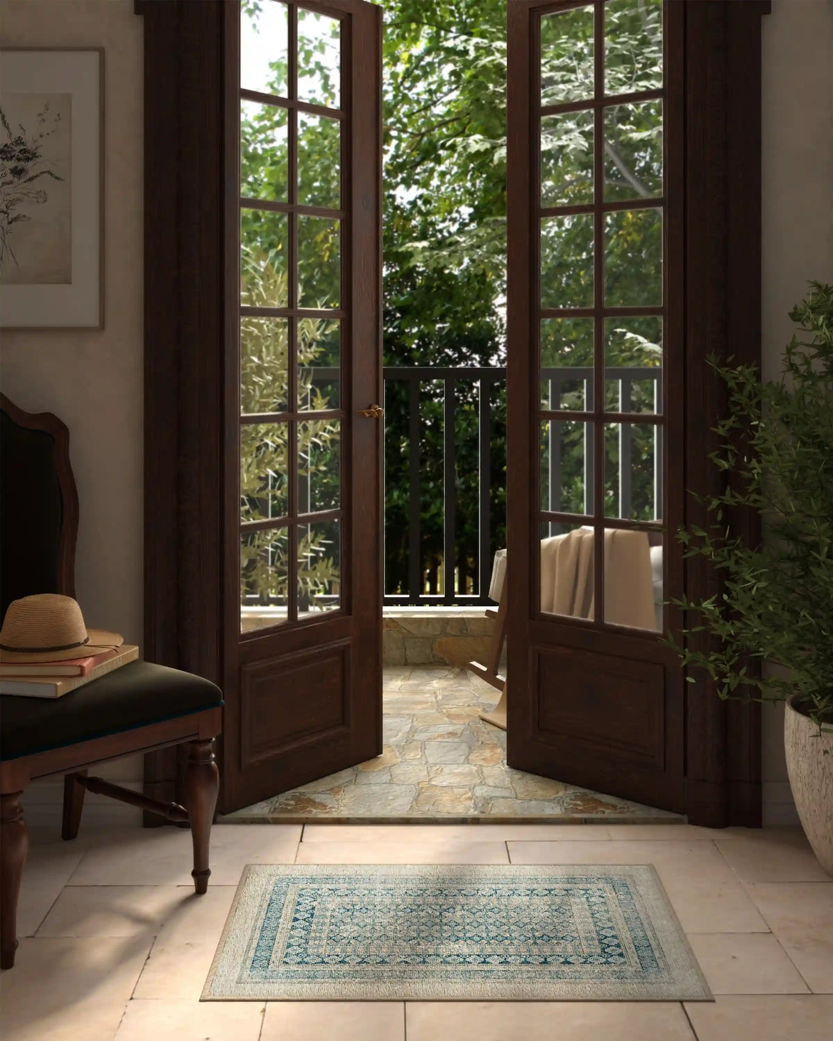 Cyrus Neutral & Blue Rug