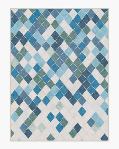 Diamond Mosaic Blue Rug
