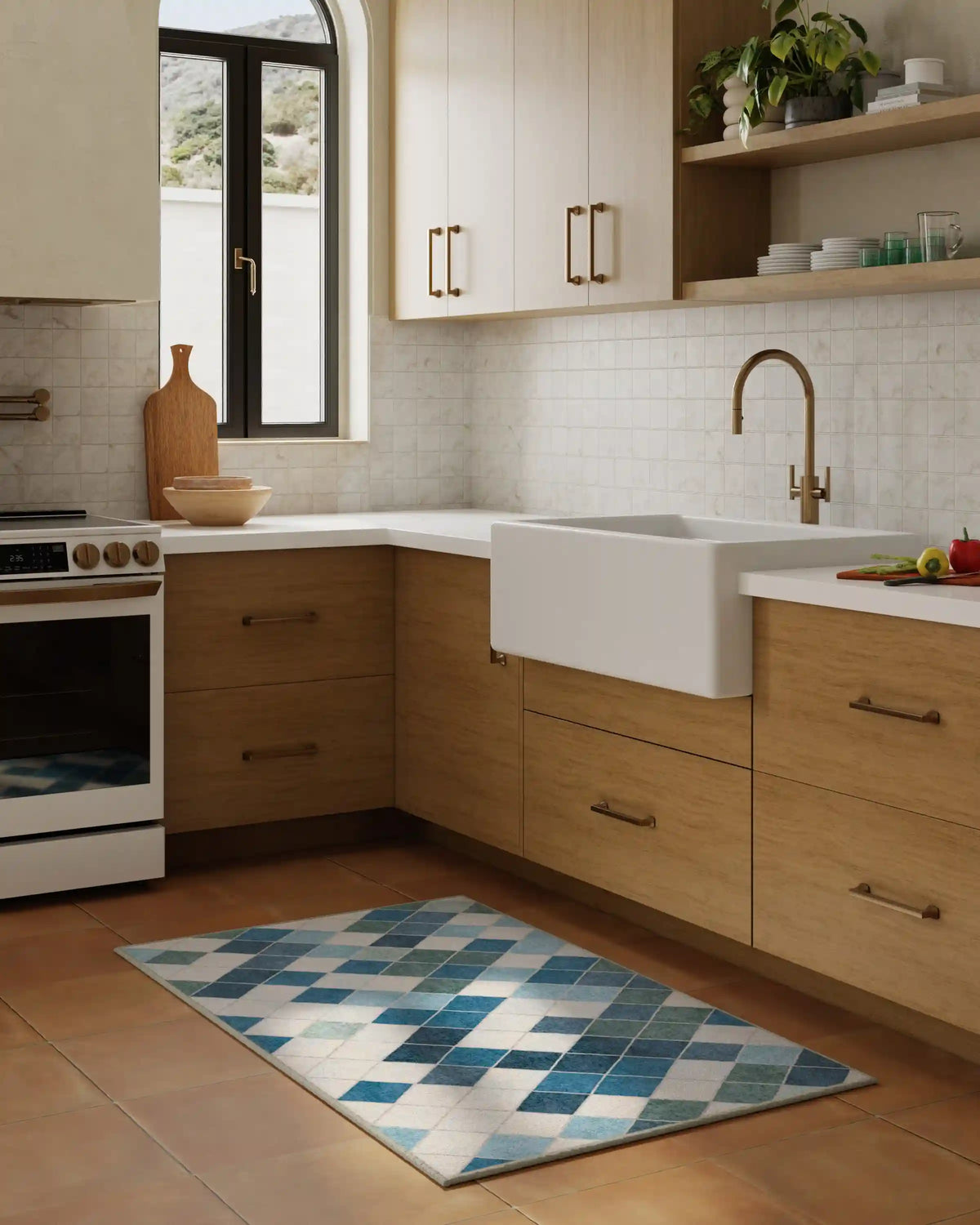 Diamond Mosaic Blue Rug