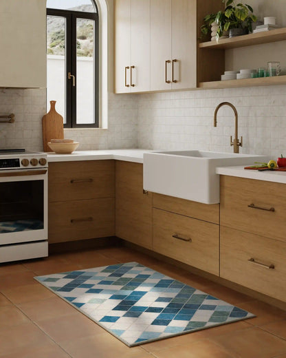 Diamond Mosaic Blue Rug