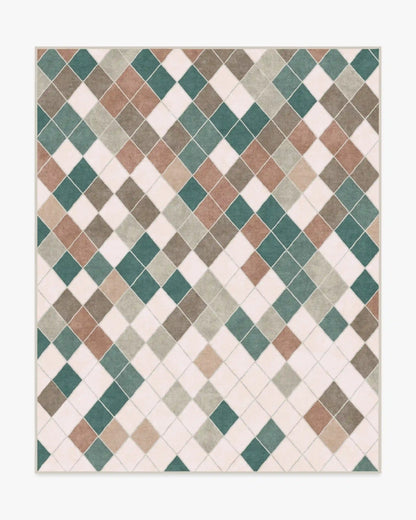 Diamond Mosaic Neutral Teal Rug