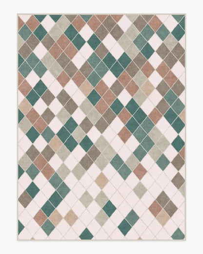 Diamond Mosaic Neutral Teal Rug