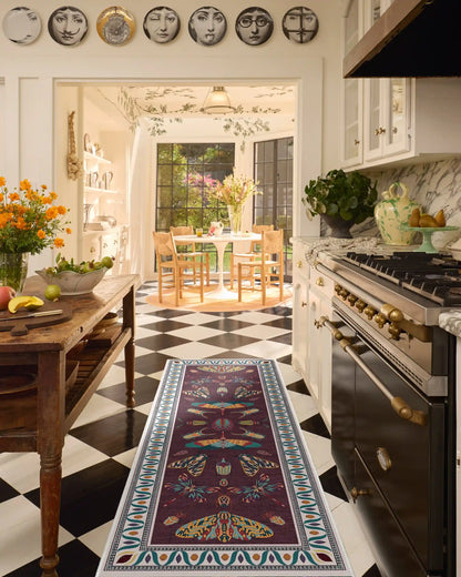 Flutterby Burgundy Rug by Iris Apfel