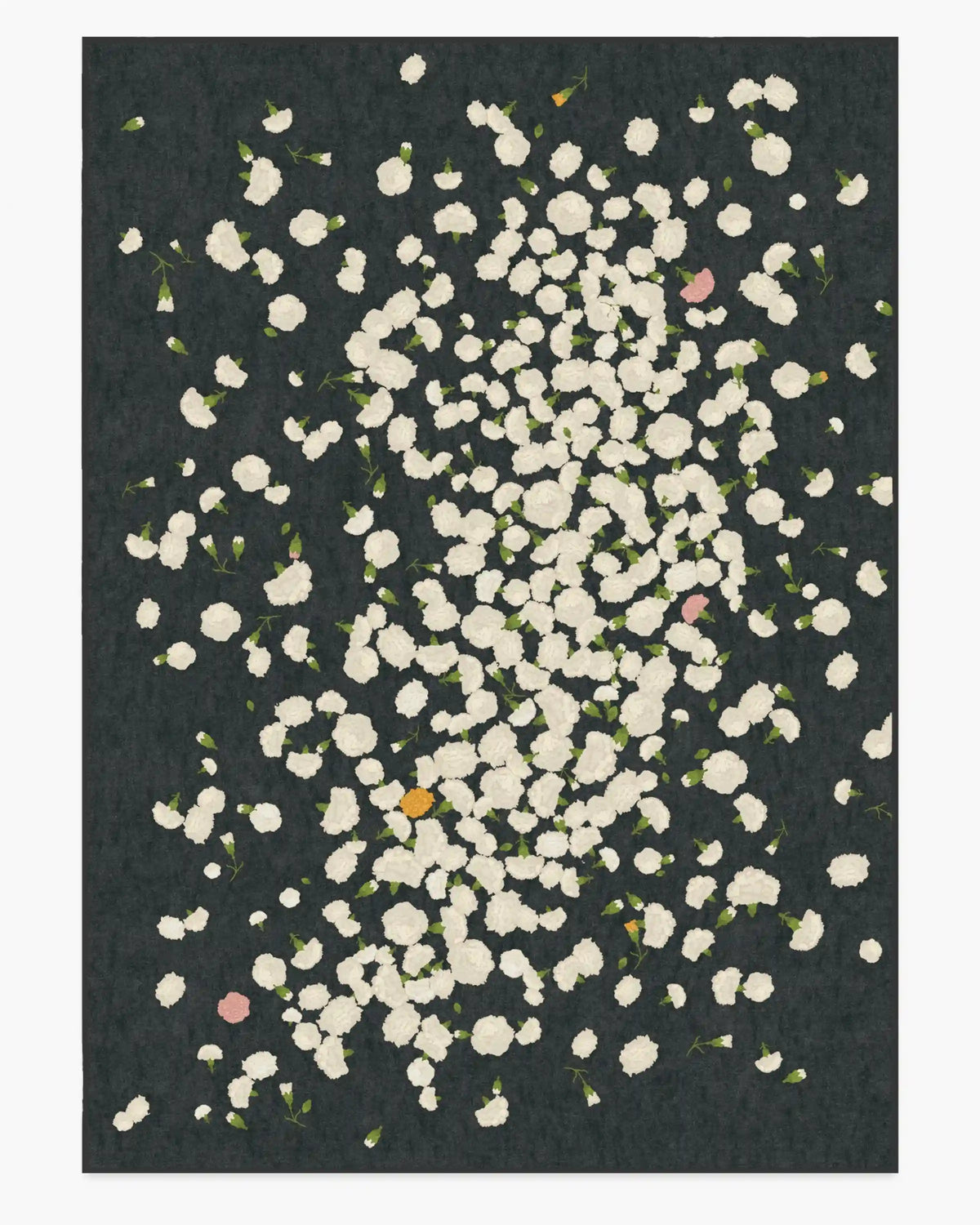 Fluttering Carnations Charcoal & Ivory Rug by The Local Project