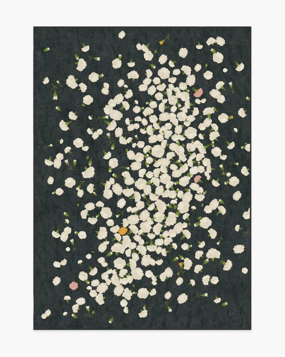 Fluttering Carnations Charcoal & Ivory Rug by The Local Project