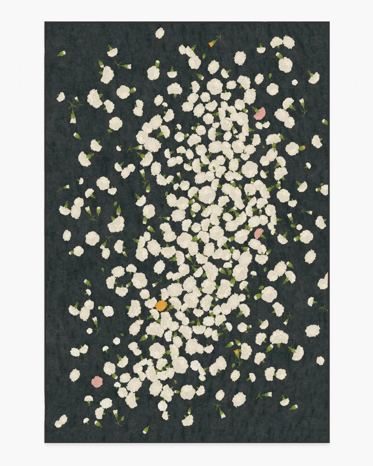 Fluttering Carnations Charcoal & Ivory Rug by The Local Project
