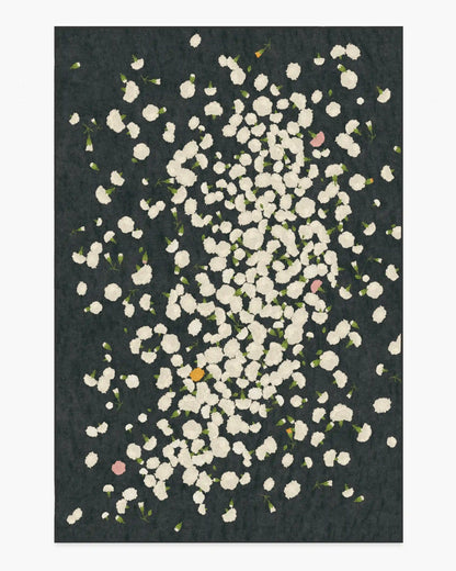 Fluttering Carnations Charcoal & Ivory Rug by The Local Project