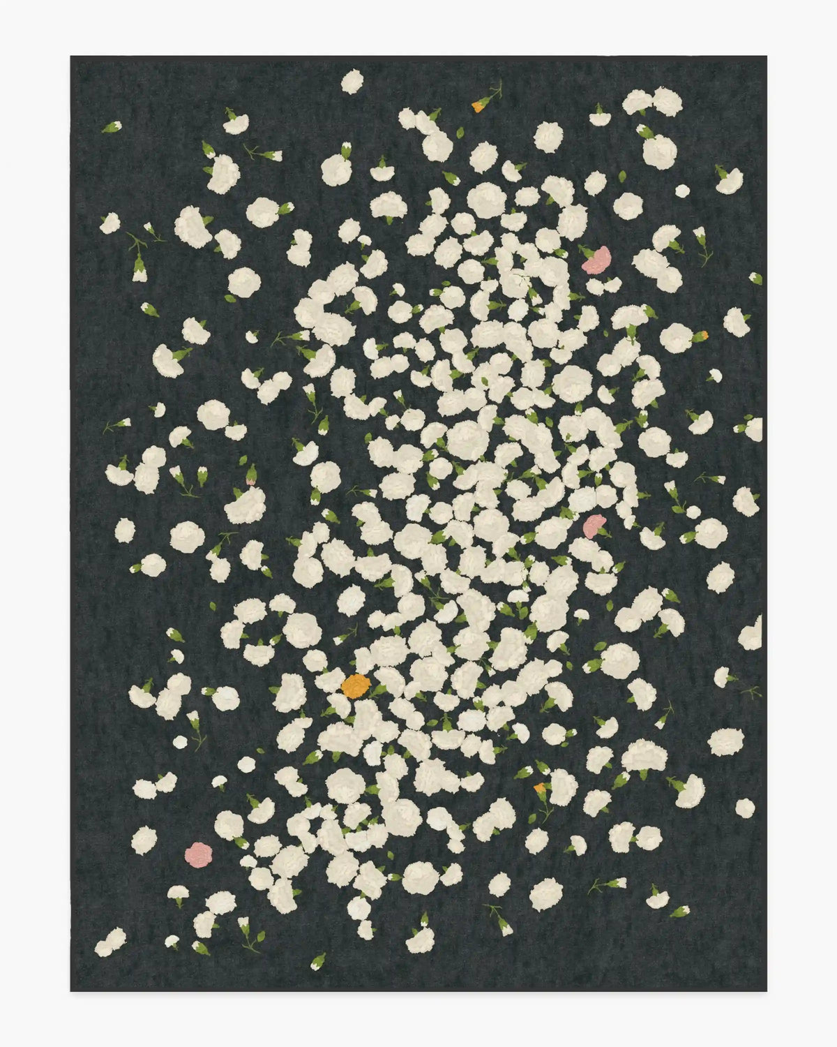 Fluttering Carnations Charcoal & Ivory Rug by The Local Project