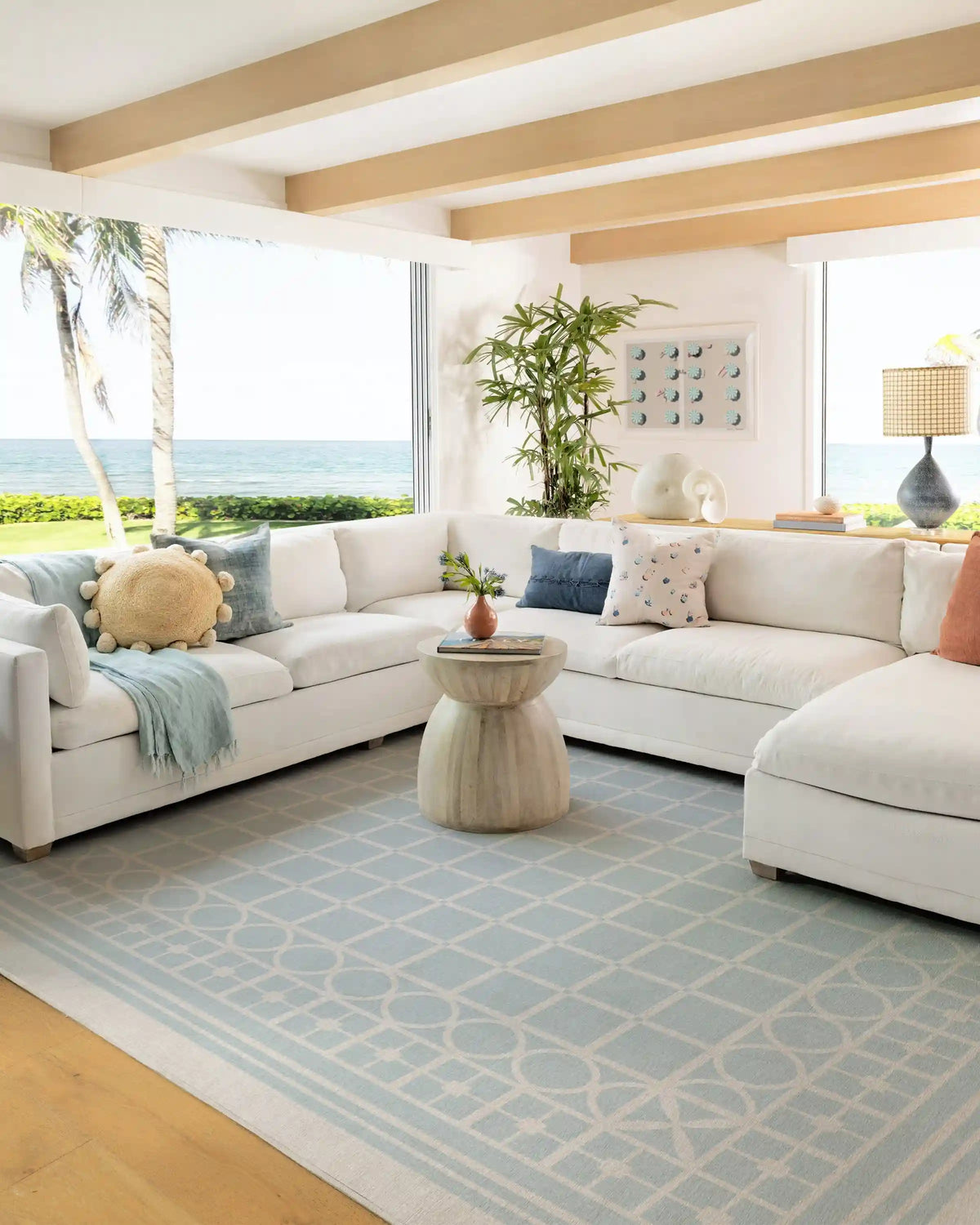 Palm Beach Powder Blue Rug by Gray Malin