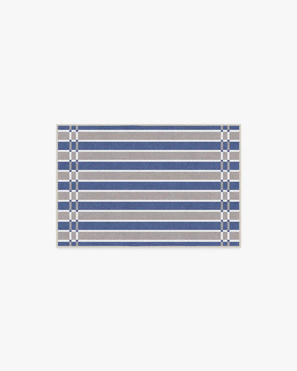 Helen Varsity Stripe Taupe & Blue Rug by Humberto Leon