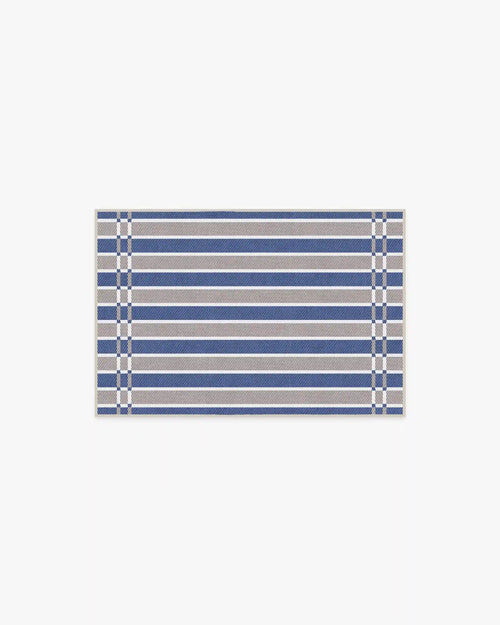 Helen Varsity Stripe Taupe & Blue Rug by Humberto Leon