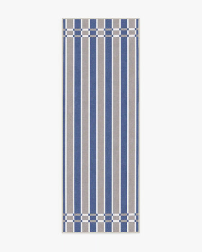 Helen Varsity Stripe Taupe & Blue Rug by Humberto Leon