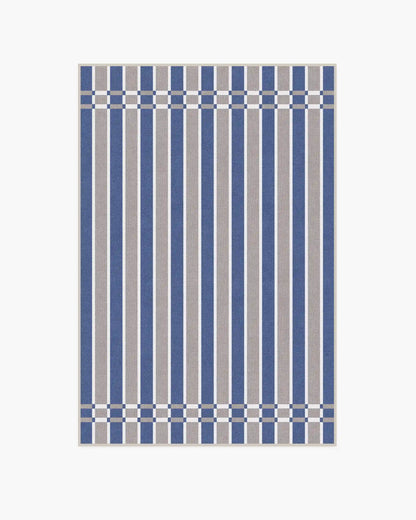 Helen Varsity Stripe Taupe & Blue Rug by Humberto Leon