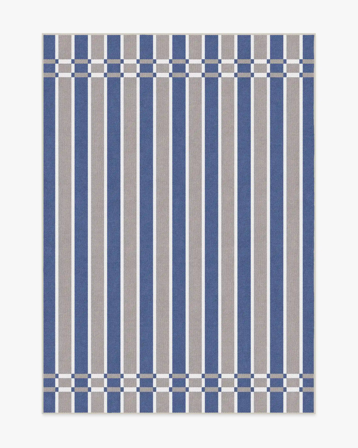 Helen Varsity Stripe Taupe & Blue Rug by Humberto Leon