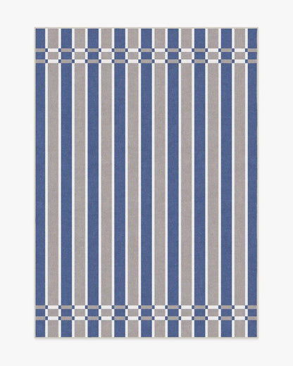 Helen Varsity Stripe Taupe & Blue Rug by Humberto Leon