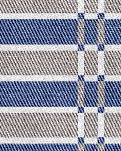 Helen Varsity Stripe Taupe & Blue Rug by Humberto Leon