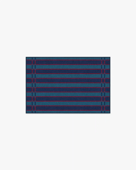 Helen Varsity Stripe Teal & Navy Rug by Humberto Leon