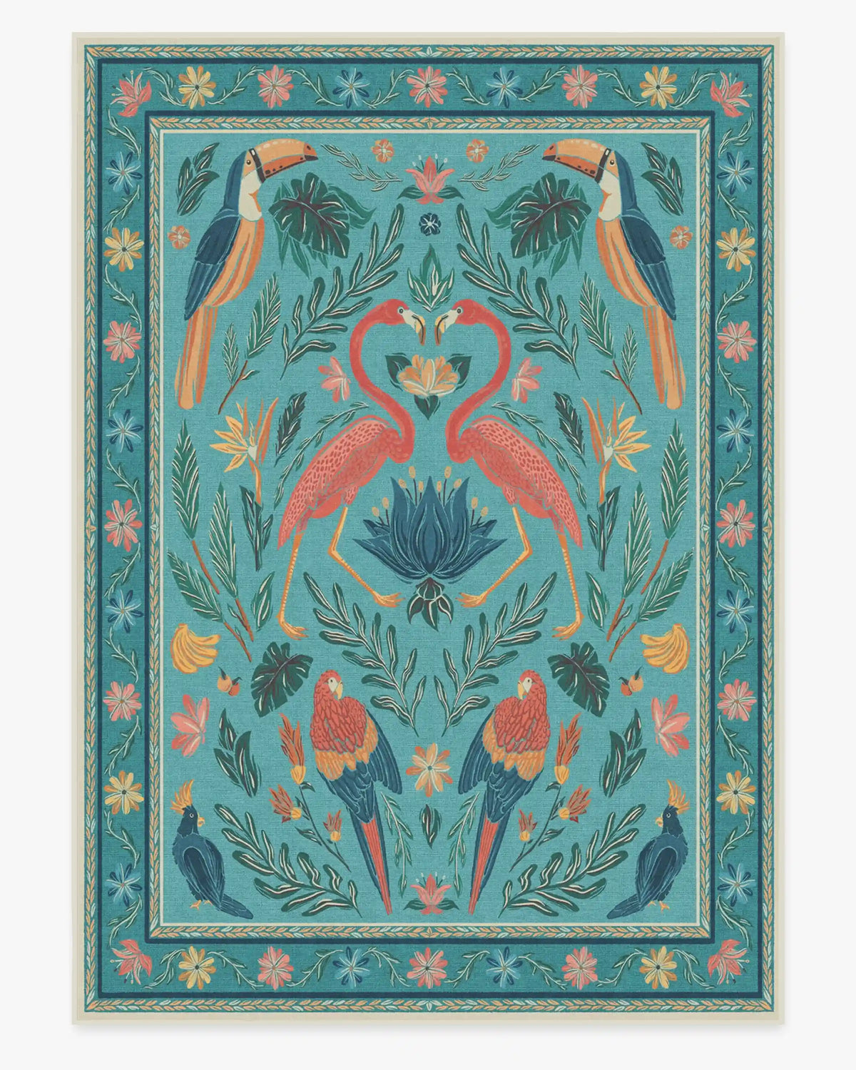 Birds Of A Feather Aqua Rug by Iris Apfel