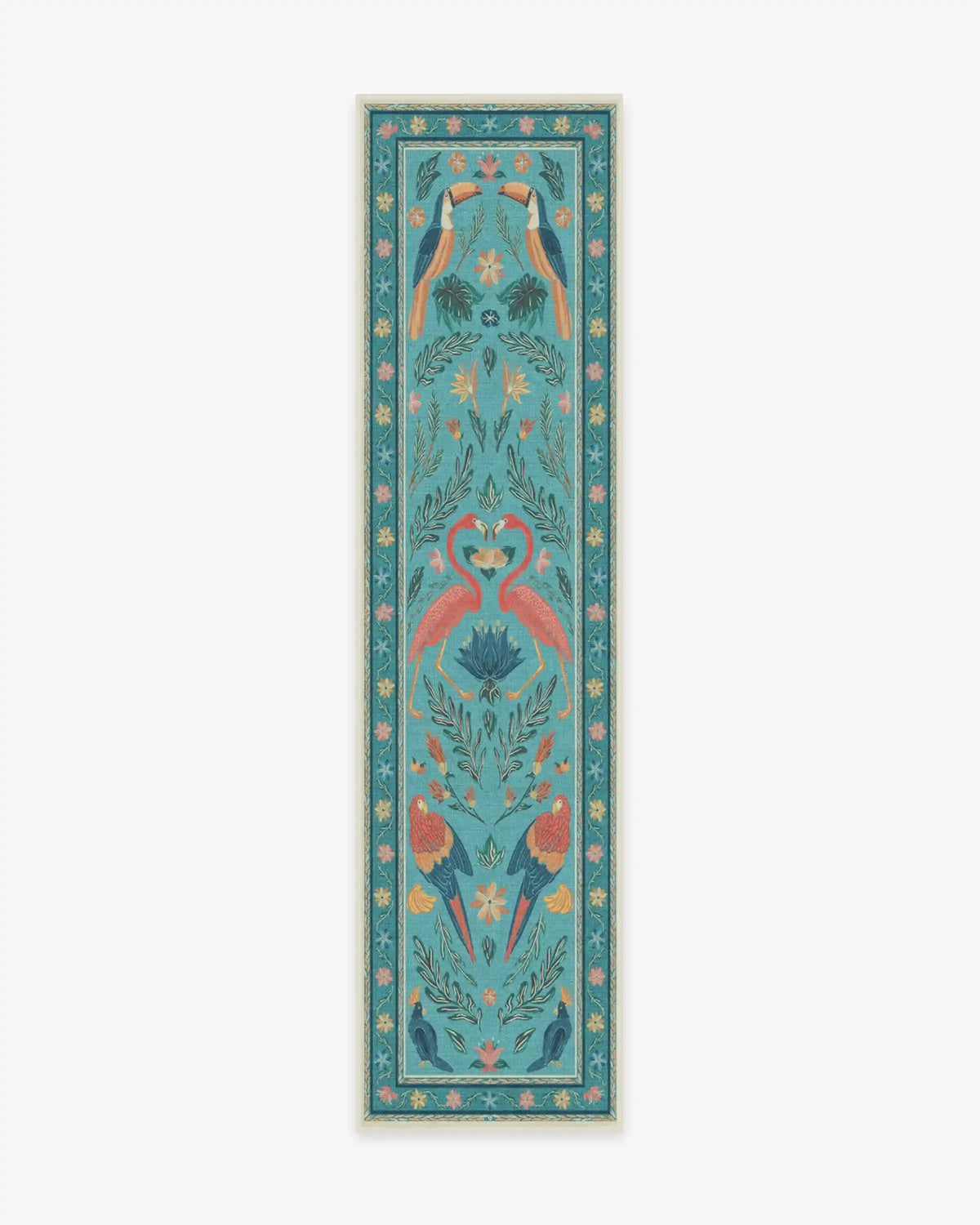 Birds Of A Feather Aqua Rug by Iris Apfel