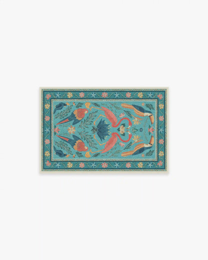Birds Of A Feather Aqua Rug by Iris Apfel