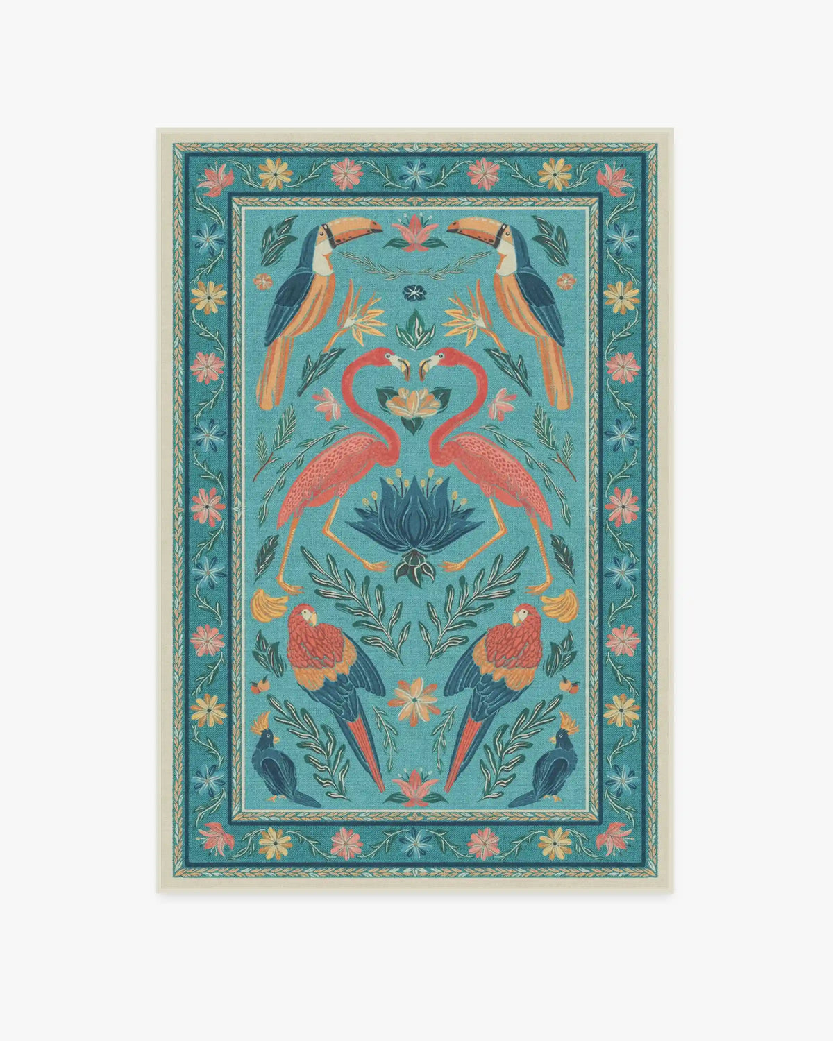 Birds Of A Feather Aqua Rug by Iris Apfel