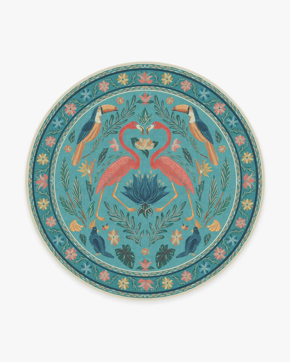 Birds Of A Feather Aqua Rug by Iris Apfel