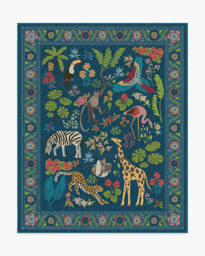 Jingle Jungle Royal Blue Rug by Iris Apfel