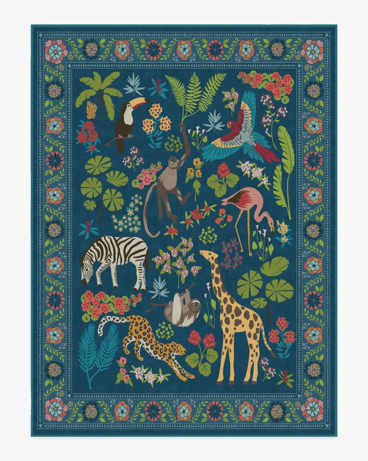 Jingle Jungle Royal Blue Rug by Iris Apfel