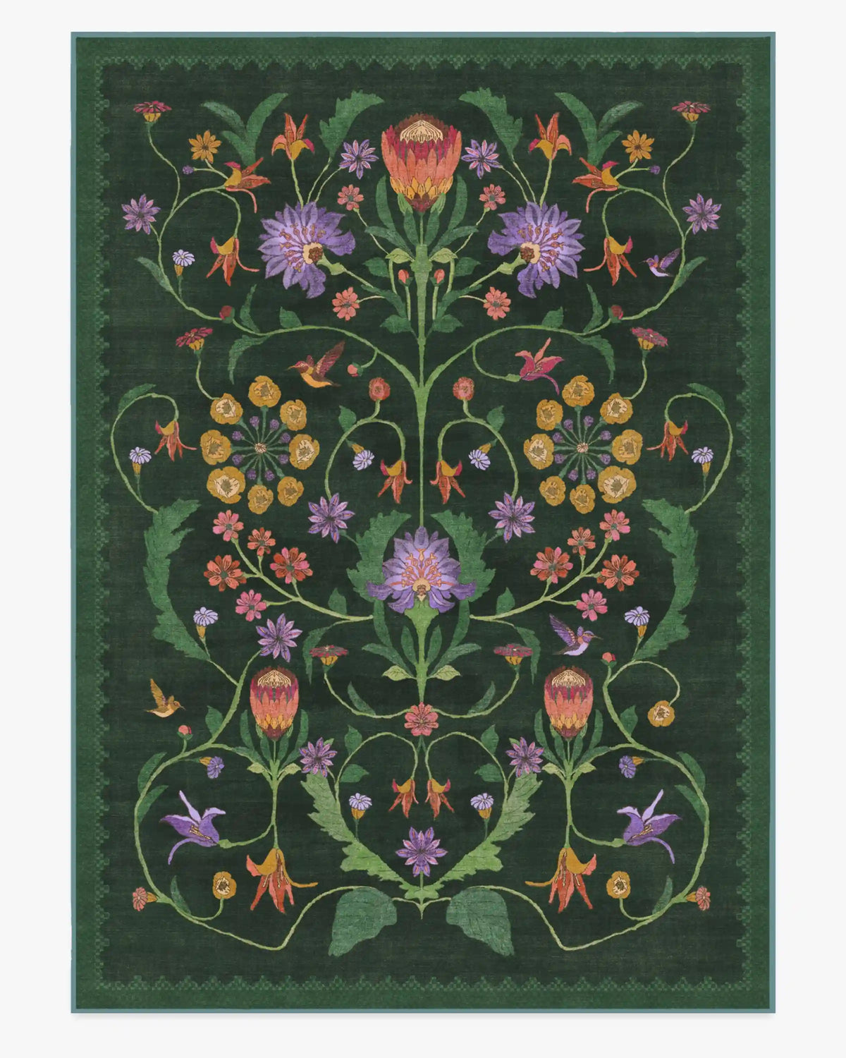 Protea Forest Green Rug by Iris Apfel