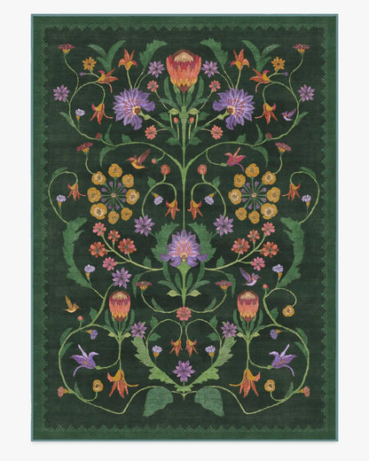 Protea Forest Green Rug by Iris Apfel